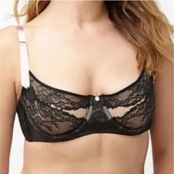 CACIQUE Delicate Lace with Cutouts Unlined Demi Bra - Size 36DDD - Picture 1 of 11